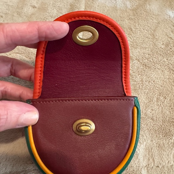 Coach Turnlock  Keychain / bag  charm with multi color leather - Picture 3 of 6